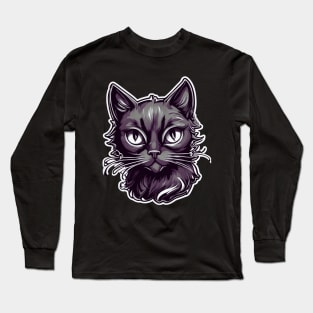 Black cat Aesthetic Artwork illustration Long Sleeve T-Shirt